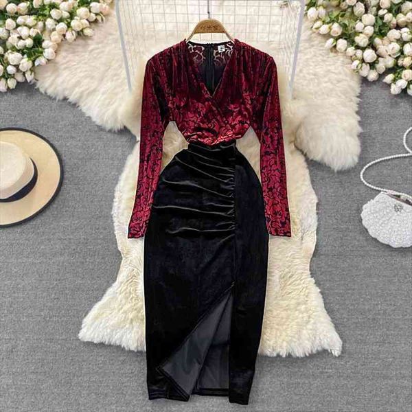 autumn winter floral patchwork women dress velvet party bodycon red black blue vestidos female elegant long sleeve draped robe, Black;gray
autumn winter floral patchwork women dress velvet party bodycon red black blue vestidos female elegant long sleeve draped robe, Black;gray