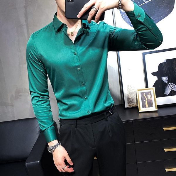 men's dress shirts 2021 spring mens long sleeve casual slim fit men solid color formal business social clothing blouses o306, White;black
men's dress shirts 2021 spring mens long sleeve casual slim fit men solid color formal business social clothing blouses o306, White;black