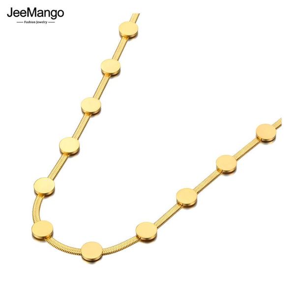 chokers jeemango 18k gold titanium stainless steel choker necklace fashion bohemia geometric disc snake chain jewelry for women jn21164, Golden;silver 
chokers jeemango 18k gold titanium stainless steel choker necklace fashion bohemia geometric disc snake chain jewelry for women jn21164, Golden;silver