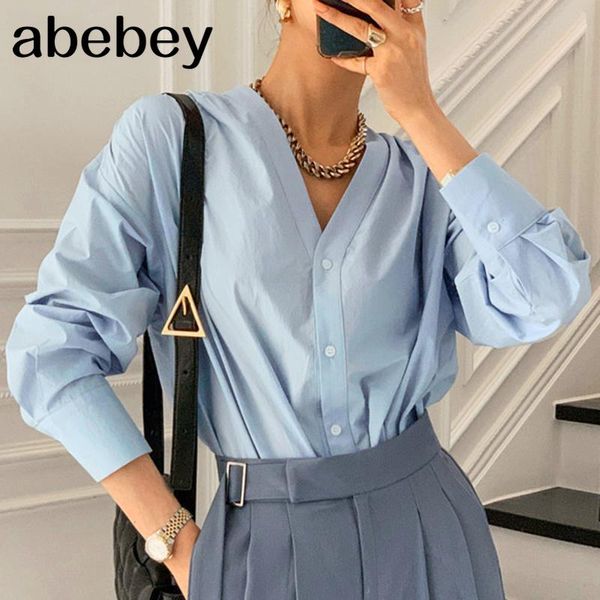 women's blouses & shirts v neck puff long sleeve blouse women simple solid single breast slim blusas spring 2021 work style ol shirt fe, White
women's blouses & shirts v neck puff long sleeve blouse women simple solid single breast slim blusas spring 2021 work style ol shirt fe, White