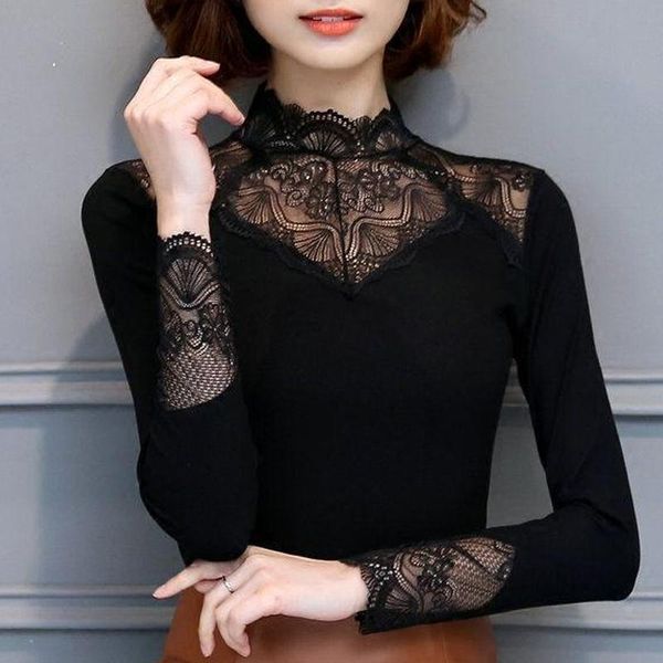 lace turtleneck shirt women elegant hollow out blouse spring autumn female long sleeve blusa feminina plus size, White
lace turtleneck shirt women elegant hollow out blouse spring autumn female long sleeve blusa feminina plus size, White