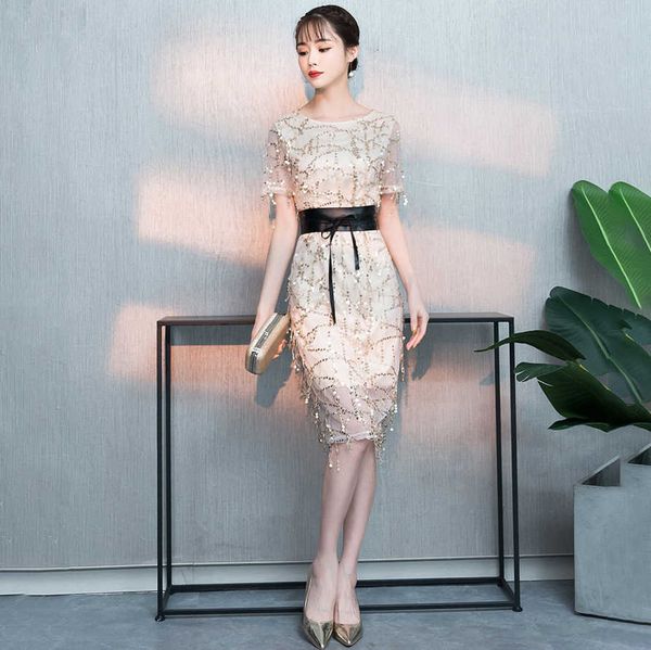 luxury party evening dress 1226# tassel sequin lining cloth high elastic satin belt medium length with thin temperament party woman, White;pink
luxury party evening dress 1226# tassel sequin lining cloth high elastic satin belt medium length with thin temperament party woman, White;pink