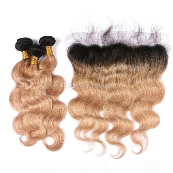 ombre human hair 3bundles with 13x4 lace frontal dark roots 1b 27 hair extension with ear to ear frontal middle three part, Black;brown
ombre human hair 3bundles with 13x4 lace frontal dark roots 1b 27 hair extension with ear to ear frontal middle three part, Black;brown