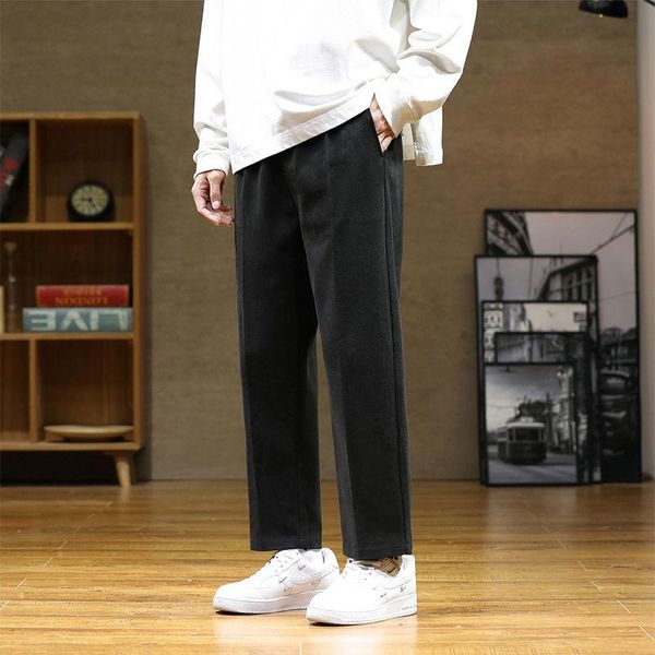men's pants hybskr vintage solid color woolen straight loose fashion male trousers 2021 autumn casual streetwear, Black
men's pants hybskr vintage solid color woolen straight loose fashion male trousers 2021 autumn casual streetwear, Black