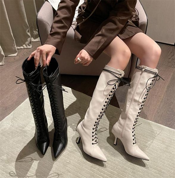 boots pointed toe women knee booties black/white cross tied lace up side zipper black/beige knight solid color winter
boots pointed toe women knee booties black/white cross tied lace up side zipper black/beige knight solid color winter
