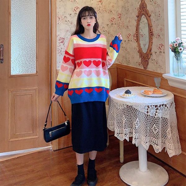 2021 autumn and winter french color striped love loose sweater fashion casual all-match pullover 2021 fall fashion women, White;black
2021 autumn and winter french color striped love loose sweater fashion casual all-match pullover 2021 fall fashion women, White;black