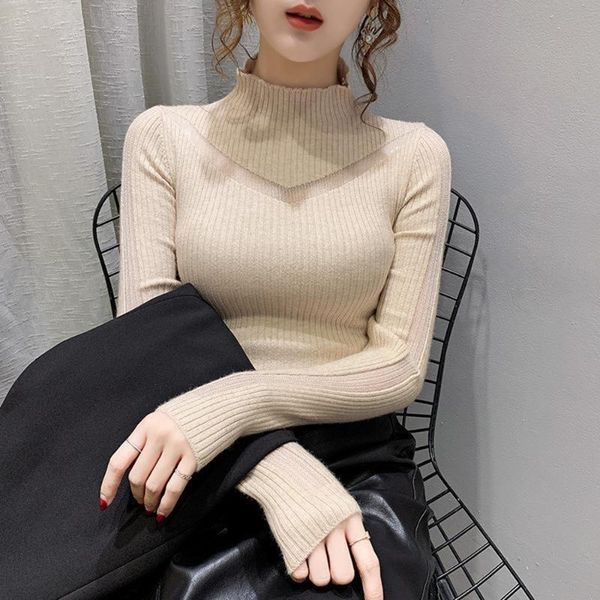 women's sweaters bottoming sweater women half high neck hollow out solid knit pullovers female long sleeve slim office ladies knitted, White;black
women's sweaters bottoming sweater women half high neck hollow out solid knit pullovers female long sleeve slim office ladies knitted, White;black