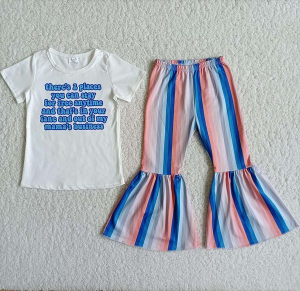 little girls letters design t shirt match beller pants set kids fashion striped outfits with elastic band, White
little girls letters design t shirt match beller pants set kids fashion striped outfits with elastic band, White