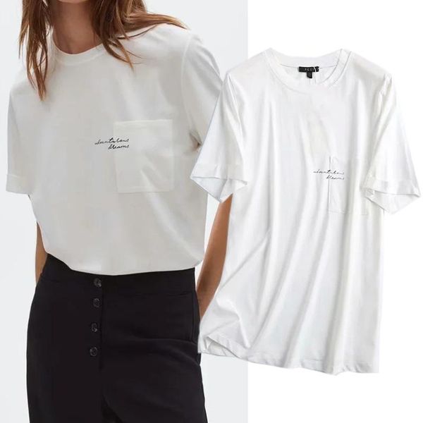 women's t-shirt 2022 summer short-sleeved letter printing decoration round neck cotton loose and comfortable top, White 
women's t-shirt 2022 summer short-sleeved letter printing decoration round neck cotton loose and comfortable top, White