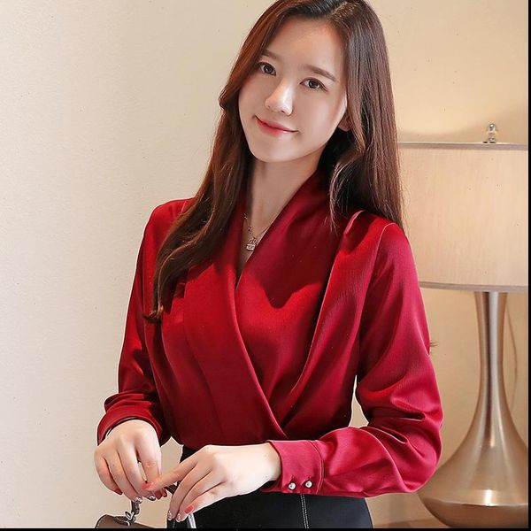 autumn korean fashion silk women blouses satin solid womens and blouses plus size pink long sleeve women shirts, White
autumn korean fashion silk women blouses satin solid womens and blouses plus size pink long sleeve women shirts, White