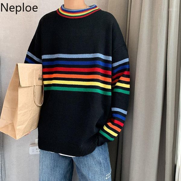 neploe rainbow striped sweater 2019 autumn winter korean women men knitted pullover long sleeve o-neck jumpers pull femme 558641, White;black
neploe rainbow striped sweater 2019 autumn winter korean women men knitted pullover long sleeve o-neck jumpers pull femme 558641, White;black