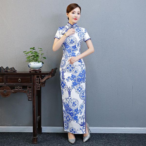 ethnic clothing vintage ladies slim high split cheongsam black chinese style blue print qipao elegant woman button party dress vestidos, Red
ethnic clothing vintage ladies slim high split cheongsam black chinese style blue print qipao elegant woman button party dress vestidos, Red