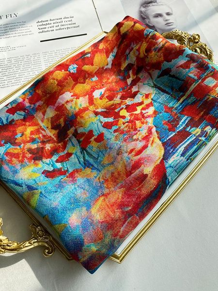 scarves oil painting artistic 100% silk scarf women natural soft big shawl spring autumn elegant korean large size plus long, Blue;gray
scarves oil painting artistic 100% silk scarf women natural soft big shawl spring autumn elegant korean large size plus long, Blue;gray