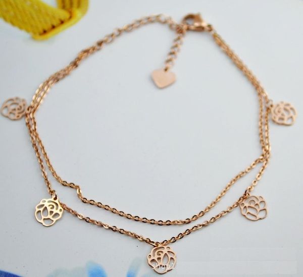 anklets hollow camellia titanium steel rose gold anklet girls gift accessories, Red;blue
anklets hollow camellia titanium steel rose gold anklet girls gift accessories, Red;blue