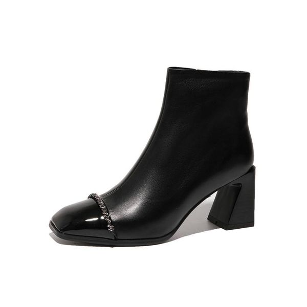 boots 2021 metal chain fashion zip chunky heels comfy office ankle bling crystal rhinestone cow leather women, Black
boots 2021 metal chain fashion zip chunky heels comfy office ankle bling crystal rhinestone cow leather women, Black