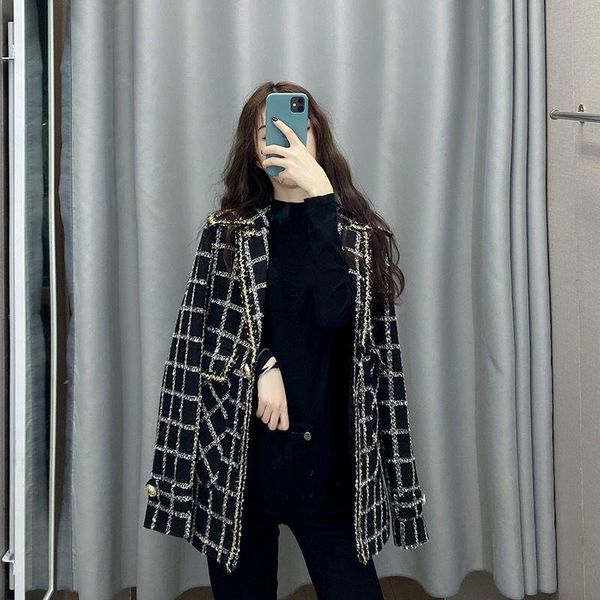 fragrant wind jacket women french autumn plaid jacket black casual female s-2xl plus size, Black;brown
fragrant wind jacket women french autumn plaid jacket black casual female s-2xl plus size, Black;brown