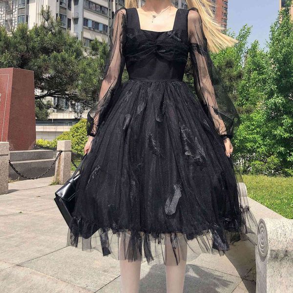 casual dresses summer net yarn bow feather solid color square collar long sleeve perspective women's dress fashion high street vr7d, Black;gray
casual dresses summer net yarn bow feather solid color square collar long sleeve perspective women's dress fashion high street vr7d, Black;gray