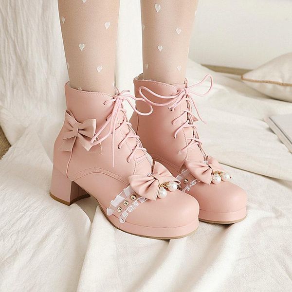 boots deat 2021 autumn winter fashion casual sweet bow thick medium heel lace up leather single shoes women sf990, Black
boots deat 2021 autumn winter fashion casual sweet bow thick medium heel lace up leather single shoes women sf990, Black
