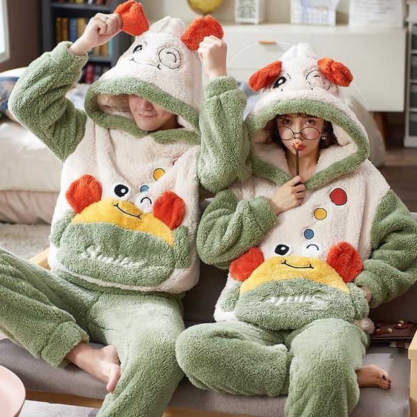 men's sleepwear thick green flannel pajamas for couple winter long sleeve hooded men women home wear cute little crab cartoon matching, Black;brown
men's sleepwear thick green flannel pajamas for couple winter long sleeve hooded men women home wear cute little crab cartoon matching, Black;brown