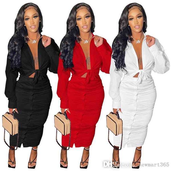women two piece dress elegant casual dresses autumn and winter solid color shirt button skirt, White
women two piece dress elegant casual dresses autumn and winter solid color shirt button skirt, White