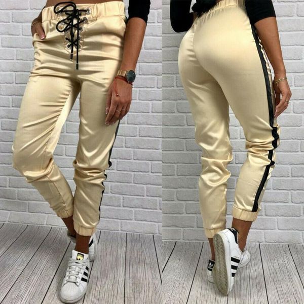 women's pants & capris 2021 women casual elastic waist jogger skinny trousers side pockets sweatpants lace up fashion slim comfy, Black;white
women's pants & capris 2021 women casual elastic waist jogger skinny trousers side pockets sweatpants lace up fashion slim comfy, Black;white