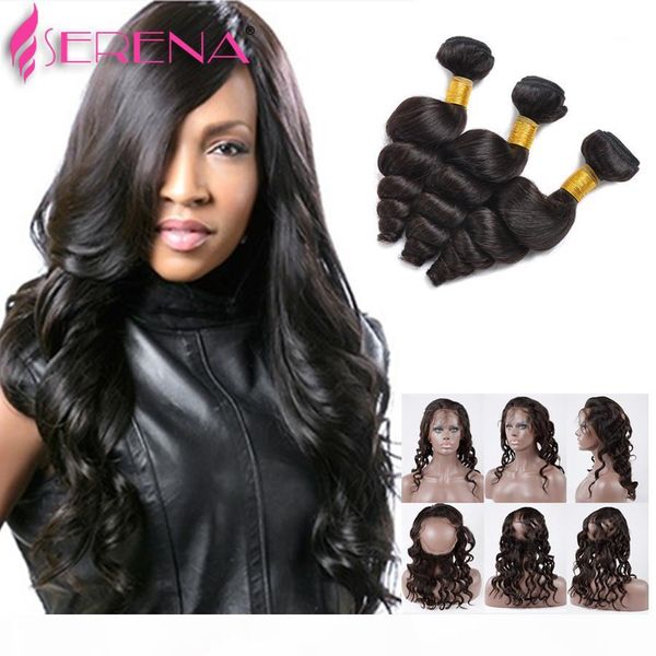 360 lace frontal with bundle brazilian virgin hair loose wave with frontal closure human hair weave bundle with 360 lace frontal, Black;brown
360 lace frontal with bundle brazilian virgin hair loose wave with frontal closure human hair weave bundle with 360 lace frontal, Black;brown