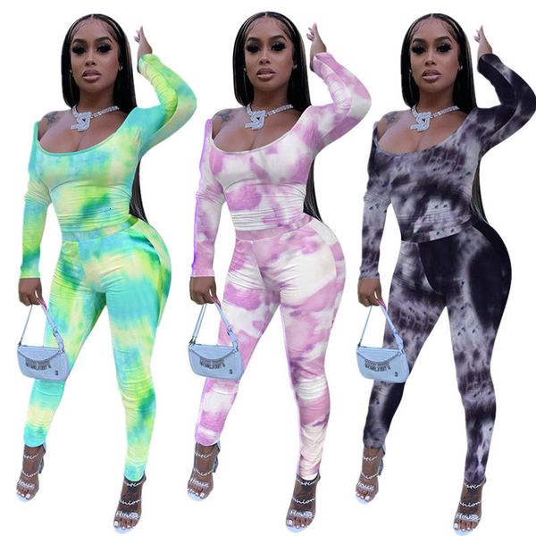 2021 new tie-dye print round neck long sleeve tshirts trousers women two piece outfits autumn fashion suits kpxc, Gray
2021 new tie-dye print round neck long sleeve tshirts trousers women two piece outfits autumn fashion suits kpxc, Gray
