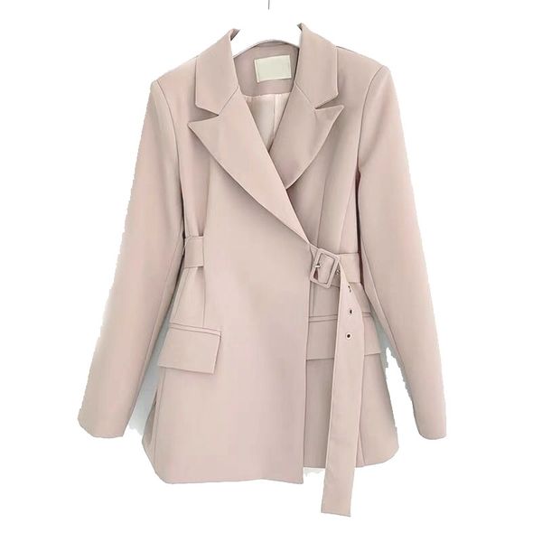 long pink blazer women belted outerwear womens blazers sleeve office jacket female solid suit elegant coat 210603, White;black
long pink blazer women belted outerwear womens blazers sleeve office jacket female solid suit elegant coat 210603, White;black