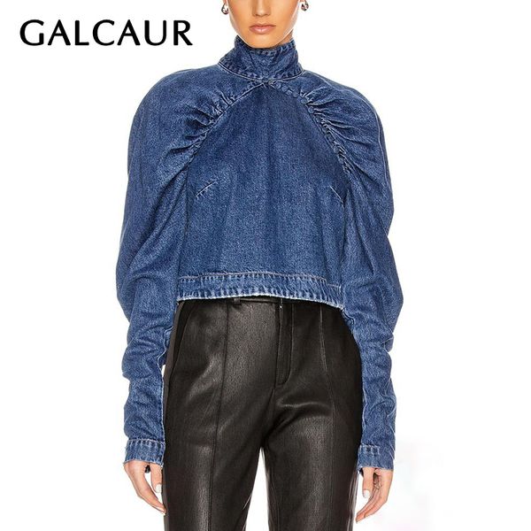 galcaur denim shirt for women stand collar puff long sleeve zipper hollow out ruched designer blouse female fashion clothes 210225, White
galcaur denim shirt for women stand collar puff long sleeve zipper hollow out ruched designer blouse female fashion clothes 210225, White