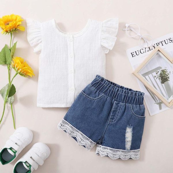 clothing sets children clothes toddler kids baby girls summer flying sleeve shorts denim suit 2 piece outfitvetement enfant, White
clothing sets children clothes toddler kids baby girls summer flying sleeve shorts denim suit 2 piece outfitvetement enfant, White