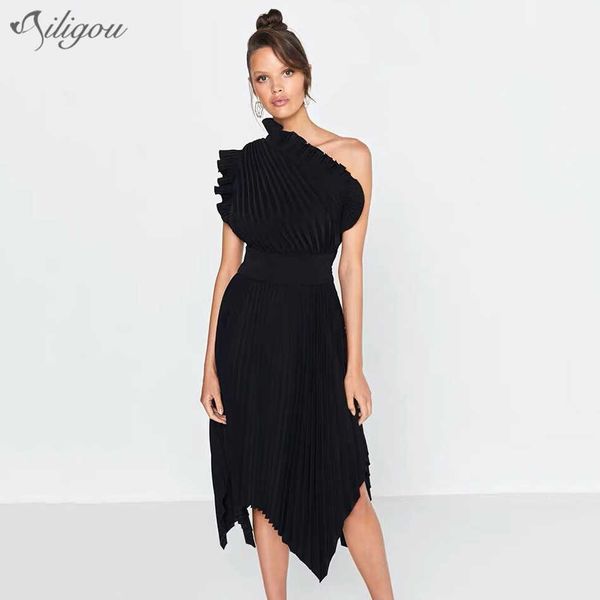 fashion women ruffles party pleated dress one shoulder sexyy club elegant maxi vestidos 210527, Black;gray
fashion women ruffles party pleated dress one shoulder sexyy club elegant maxi vestidos 210527, Black;gray