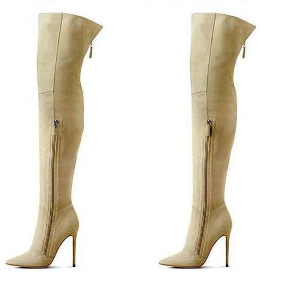 boots pointed toe suede leather over knee high heel women winter fashion zipper-up long dress shoes, Black
boots pointed toe suede leather over knee high heel women winter fashion zipper-up long dress shoes, Black