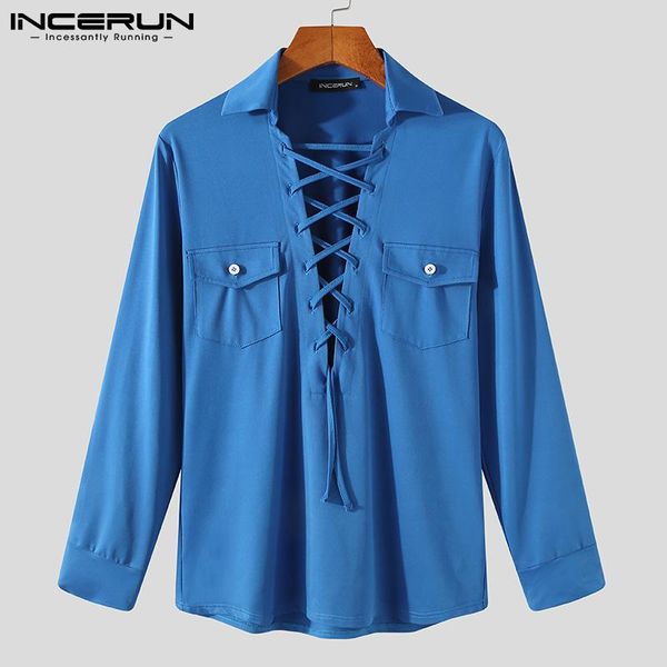 men shirt lace up streetwear v neck solid color 2021 long sleeve casual fashion party nightclub shirts camisas incerun, White;black
men shirt lace up streetwear v neck solid color 2021 long sleeve casual fashion party nightclub shirts camisas incerun, White;black