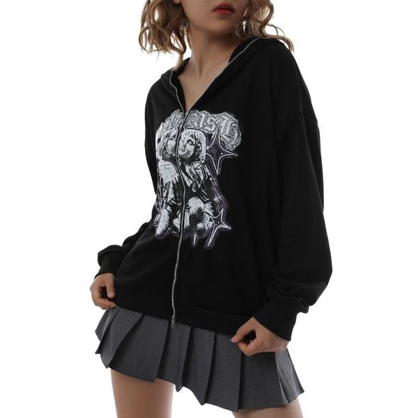 women's hoodies & sweatshirts autumn female casual gothic coats ladies women y2k floral print long sleeve jacket blouse zipper pullover, Black
women's hoodies & sweatshirts autumn female casual gothic coats ladies women y2k floral print long sleeve jacket blouse zipper pullover, Black