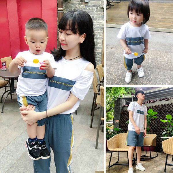 daughter parent summer suit new 2021 child mother three family house short sleeve t-shirt + pants, Blue
daughter parent summer suit new 2021 child mother three family house short sleeve t-shirt + pants, Blue