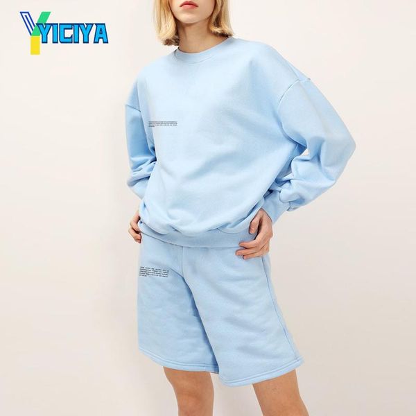 women's tracksuits yiciya crewneck sweatshirt+long shorts two piece set women solid long sleeve high waist sweatpants, casual tracksui, Gray
women's tracksuits yiciya crewneck sweatshirt+long shorts two piece set women solid long sleeve high waist sweatpants, casual tracksui, Gray