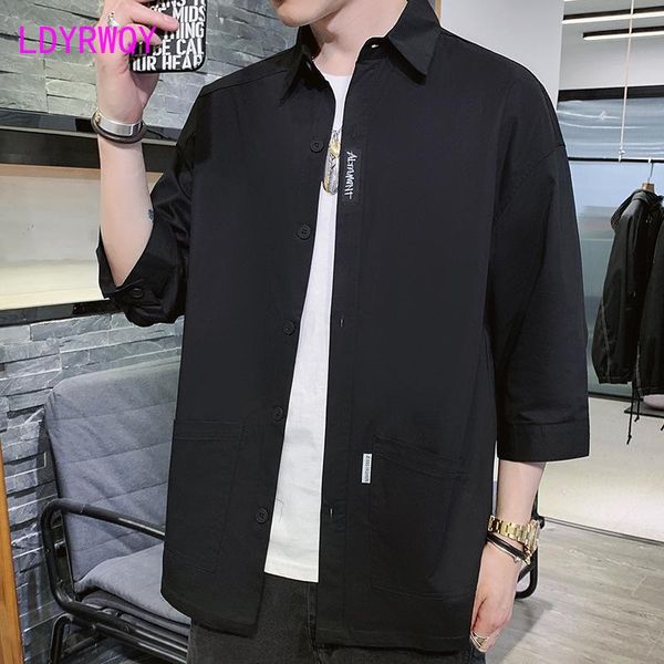 men's casual shirts ldyrwqy 2021 summer japanese and korean single-breasted black all-match fashion stand-up collar shirt, White;black
men's casual shirts ldyrwqy 2021 summer japanese and korean single-breasted black all-match fashion stand-up collar shirt, White;black