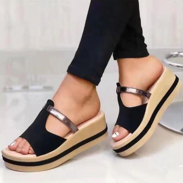 slippers 2021 summer women's casual everyday pu color matching slope heel sandals fashionable and comfortable sell 5ke227, Black
slippers 2021 summer women's casual everyday pu color matching slope heel sandals fashionable and comfortable sell 5ke227, Black
