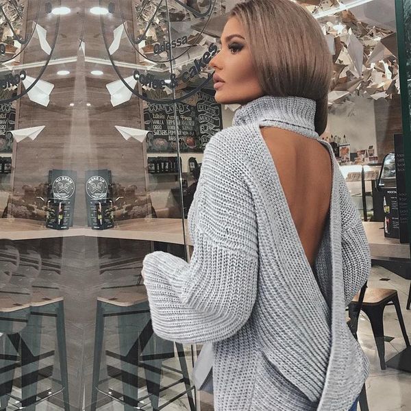 turtleneck backless knitted sweater women autumn winter neon yellow oversized streetwear pullover casual jumper drop shipping, White;black
turtleneck backless knitted sweater women autumn winter neon yellow oversized streetwear pullover casual jumper drop shipping, White;black