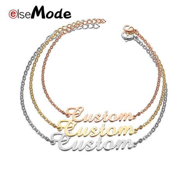 link, chain elsemode romantic custom jewelry personalized name bracelet for women gold pulseira masculina charm stainless steel, Black
link, chain elsemode romantic custom jewelry personalized name bracelet for women gold pulseira masculina charm stainless steel, Black