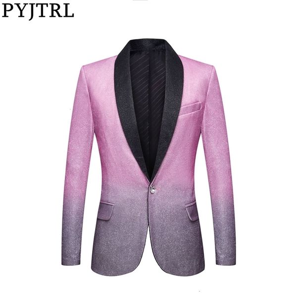 pyjtrl mens wedding groom stylish shalw lapel gradient color shiny pink gray slim fit blazer stage singer prom dress suit jacket 201104, White;black
pyjtrl mens wedding groom stylish shalw lapel gradient color shiny pink gray slim fit blazer stage singer prom dress suit jacket 201104, White;black