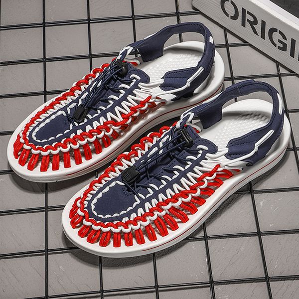fashion colors men hand-woven sandals comfort summer sandals for men couple weaving slip on men beach shoes casual sandale homme, Red;white
fashion colors men hand-woven sandals comfort summer sandals for men couple weaving slip on men beach shoes casual sandale homme, Red;white