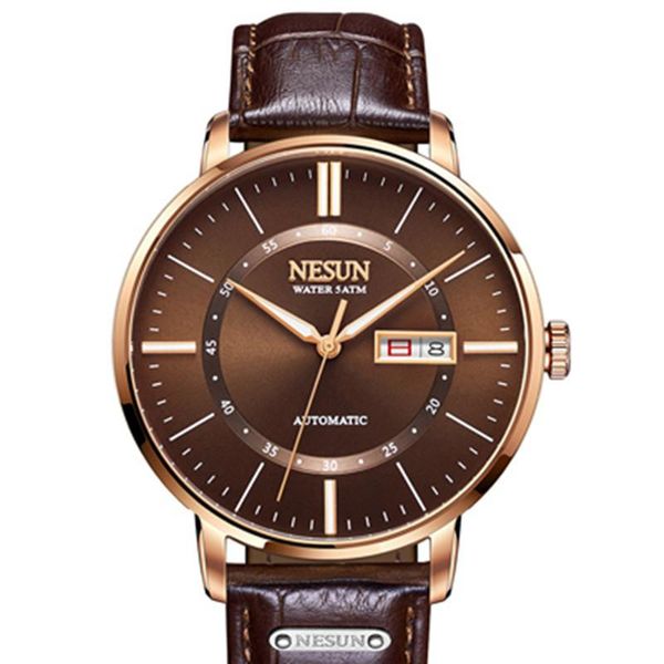 wristwatches nesun men's casual automatic mechanical waterproof business watch fashion sapphire leather relogio masculino, Slivery;brown
wristwatches nesun men's casual automatic mechanical waterproof business watch fashion sapphire leather relogio masculino, Slivery;brown