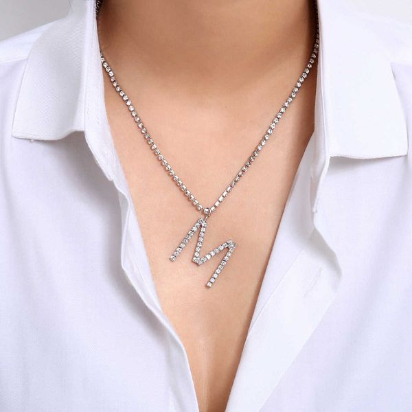 jewelry simple temperament english pendant necklace full of diamond micro inlaid geometric letters, Silver
jewelry simple temperament english pendant necklace full of diamond micro inlaid geometric letters, Silver