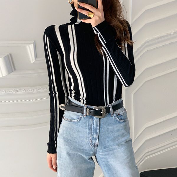 new 2021 stretch women sweaters turtleneck pullovers soft primer long sleeve korean slim-fit tight sweater striped autumn winter oitf, Black
new 2021 stretch women sweaters turtleneck pullovers soft primer long sleeve korean slim-fit tight sweater striped autumn winter oitf, Black
