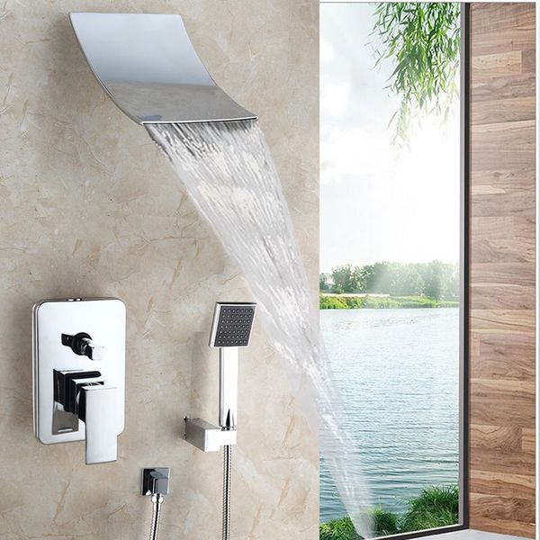 waterfall shower faucet set hand spray chrome finish wall mount shower mixer taps solid brass bathtub faucet set
waterfall shower faucet set hand spray chrome finish wall mount shower mixer taps solid brass bathtub faucet set