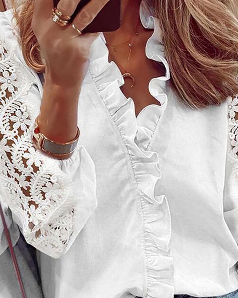 women's t-shirt fashion spring women lace patchwork hollow out long sleeve crew neck button mesh design white clothing
women's t-shirt fashion spring women lace patchwork hollow out long sleeve crew neck button mesh design white clothing