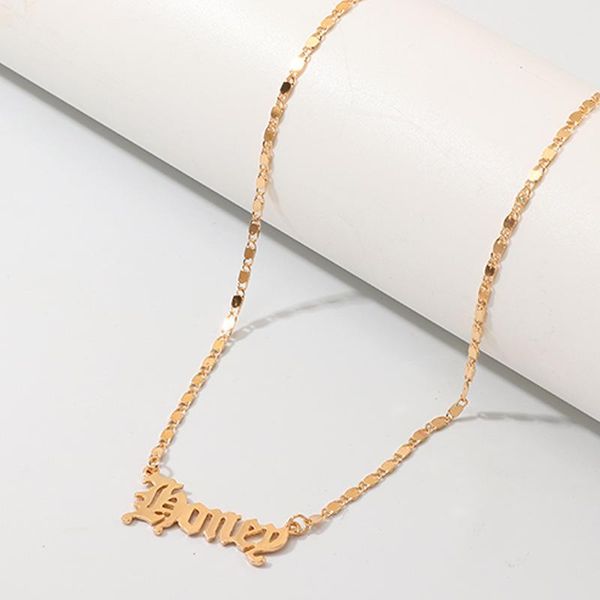 pendant necklaces gold color metal letter honey old english name drop necklace 2021 fashion alphabet pendants for women party, Silver
pendant necklaces gold color metal letter honey old english name drop necklace 2021 fashion alphabet pendants for women party, Silver