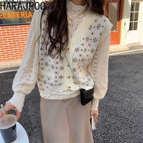harajpoo women tank french sweet gentle female autumn floral v neck knitted sweaters sleeveless jacket beige casual vests 211220, Black;white
harajpoo women tank french sweet gentle female autumn floral v neck knitted sweaters sleeveless jacket beige casual vests 211220, Black;white