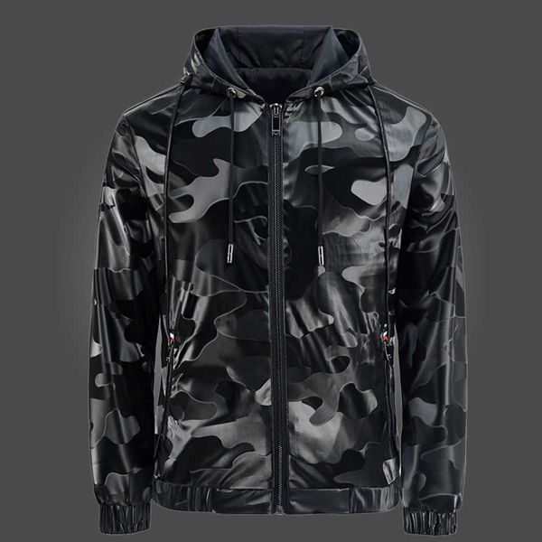 autumn 2020 casual jacket camouflage hooded zipper leather coat men's wearwinter, Black;brown 
autumn 2020 casual jacket camouflage hooded zipper leather coat men's wearwinter, Black;brown